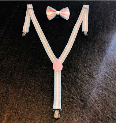 Trans Pride Suspenders with Bowtie