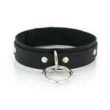 1 Ring Leather Collar with Locking Buckle
