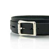 1 Ring Leather Collar with Locking Buckle