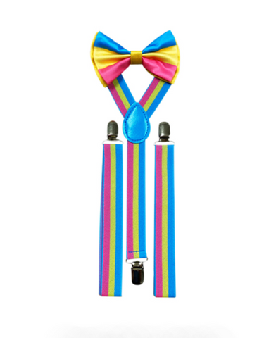 Pansexual Pride Suspenders with Bowtie