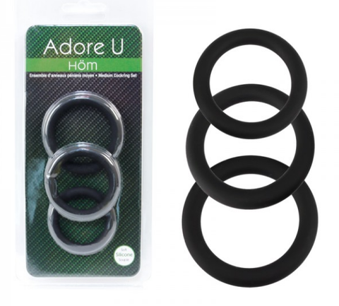 Adore U 3 Black Ring Set